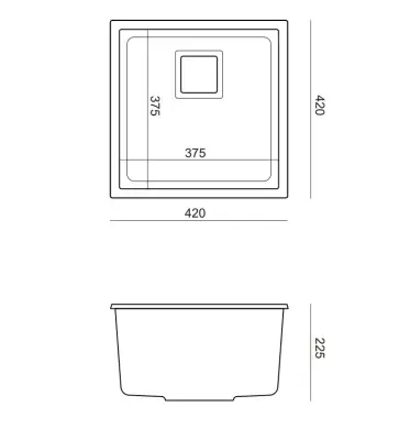 Quadri Quadrangle fekete gránit alsó beépítésű mosogatótálca 42x42 cm arany dugóval 1208967481