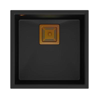Quadri Quadrangle fekete gránit beépíthető mosogató 42x42cm réz dugóval 1208967482