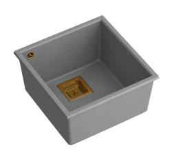 Quadri Quadrangle szürke gránit alsószerelésű mosogató 42x42 cm réz dugóval 1208967485