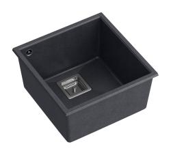 Quadri Quadrangle antraciet graniet onderbouw spoelbak 42x42cm rozsdamentes acél dugóval 1208967486