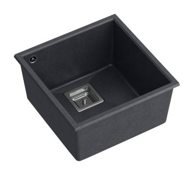 Quadri Quadrangle antraciet graniet onderbouw spoelbak 42x42cm rozsdamentes acél dugóval 1208967486