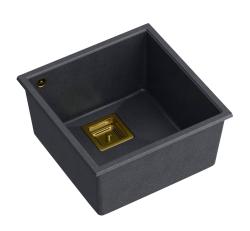 Quadri Quadrangle antraciet graniet alsó szerelésű mosogató 42x42cm arany dugóval 1208967487
