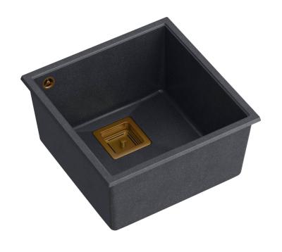 Quadri Quadrangle antraciet graniet onderbouw spoelbak 42x42cm réz dugóval 1208967488