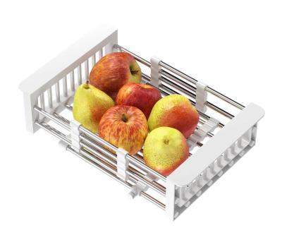Quadri Universeel uitschuifbare inzetbak inzetmandje of restenmandje rvs met witte handgrepen 225mm breed 1208967542
