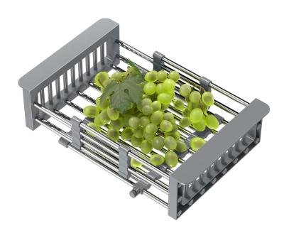 Quadri Universeel uitschuifbare inzetbak inzetmandje of restenmandje rvs met grijze handgrepen 225mm breed 1208967543