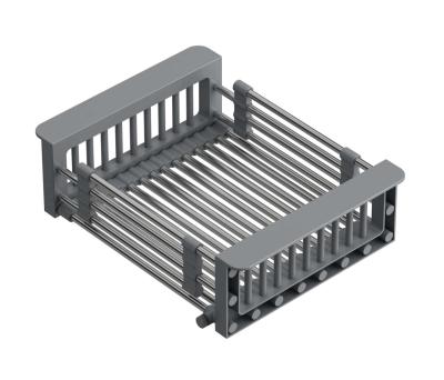 Quadri Universeel uitschuifbare inzetbak inzetmandje of restenmandje rvs met grijze handgrepen 225mm breed 1208967543