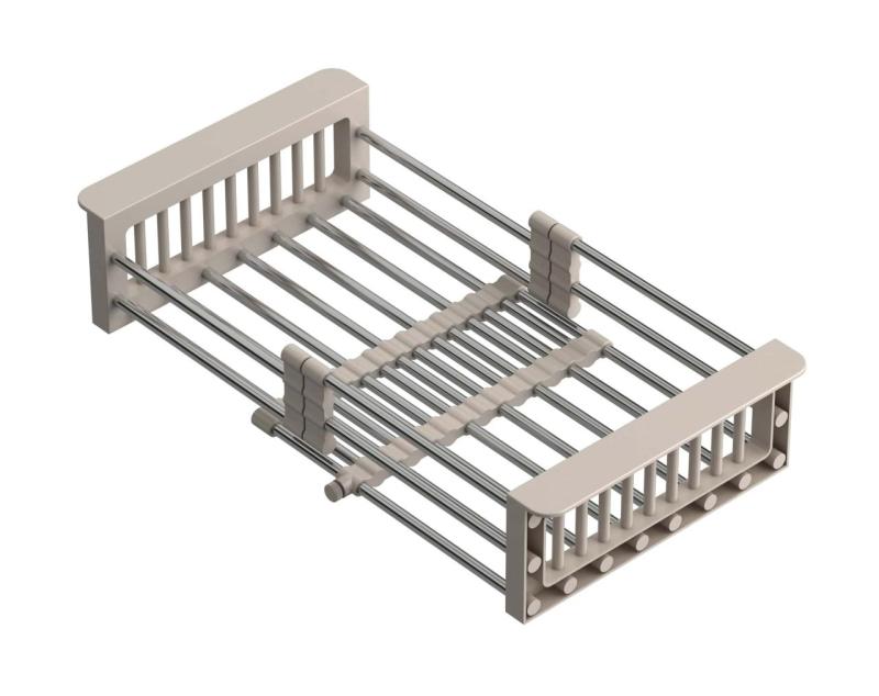 Quadri Univerzális kihúzható betétkosár vagy hulladékkosár rozsdamentes acélból bézs fogantyúkkal, 225 mm széles, 1208967544