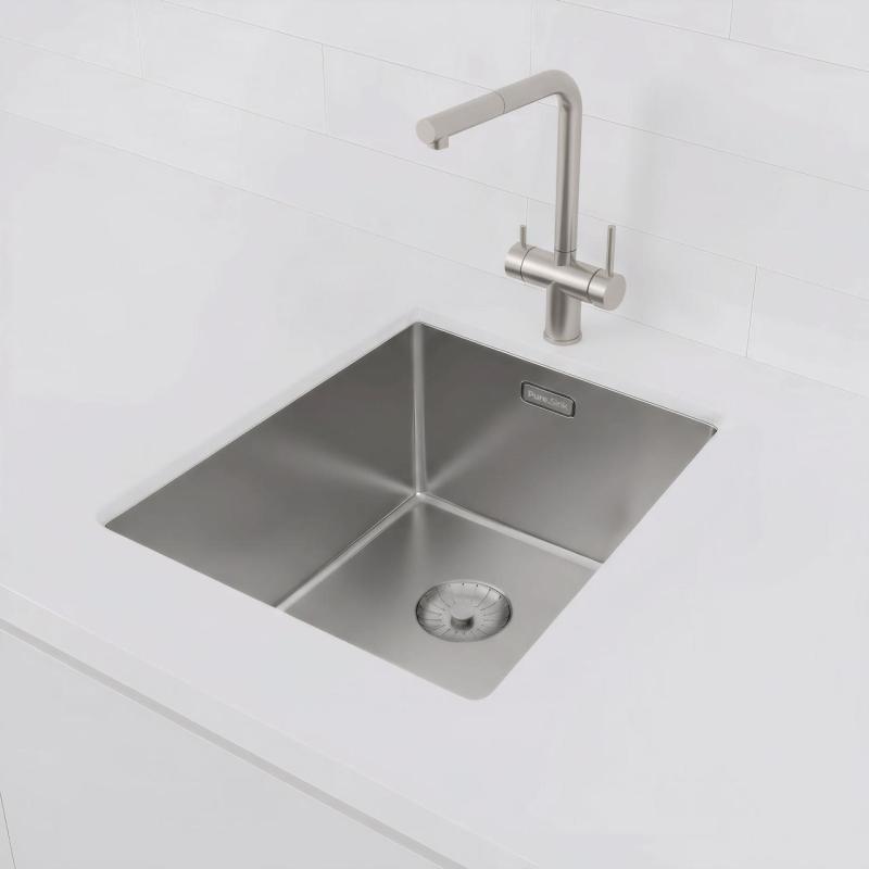 Pure.Sink Prestige rozsdamentes acél mosogató 34x40 cm 10 mm rádiusszal alsó, süllyesztett és felépített kivitelben PPG3440-02.