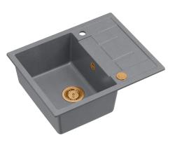 Quadri Dalton szürke gránit mosogató csepegtetővel 62x50cm réz dugóval 1208967566