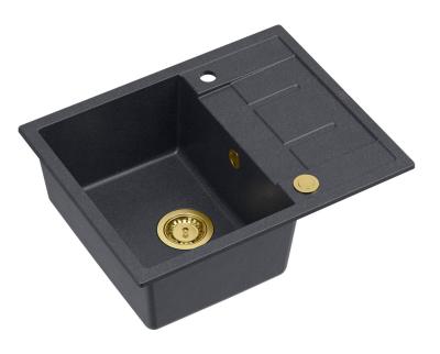Quadri Dalton antracit gránit mosogató csepegtetővel 62x50cm arany dugóval 1208967571