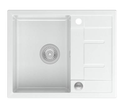 Quadri Dalton witte granieten opbouw spoelbak met afdruipvlak 62x50 cm met roestvrijstalen plug 1208967573