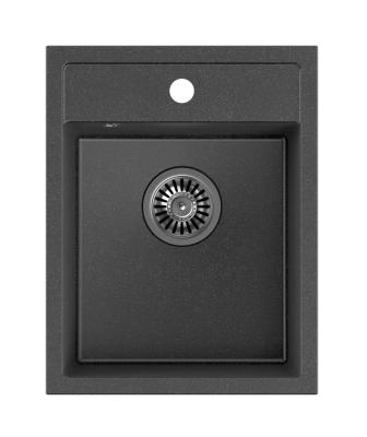 Quadri Londen gránit antracit mosogató 39x50cm csaptelep nyílással, felépítés 1208967584