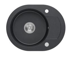Quadri London Antraciet Granieten Ronde Spoelbak met Afdruipgedeelte 585x460mm Omkeerbaar - 1208967585