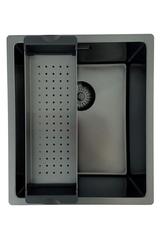 Pure.Sink Prestige mosogató PVD gun metal 34x40 cm 10 mm sugár aláépíthető, síkba építhető és ráépíthető PPG3440-61