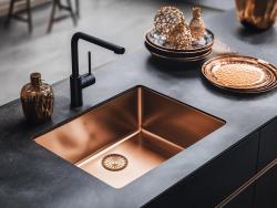 Pure.Sink Prestige mosogató 34x40 cm PVD Réz, 10 mm-es rádiusszal, alsó beépítéshez, süllyesztett és felületi beépítéshez PPG3440-62