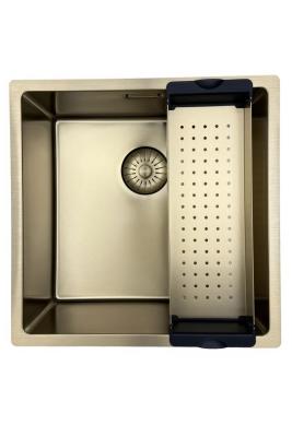 Pure.Sink Prestige mosogató 40x40 cm PVD Arany 10 mm rádiusz beépíthető, süllyesztett és felépített PPG4040-60.