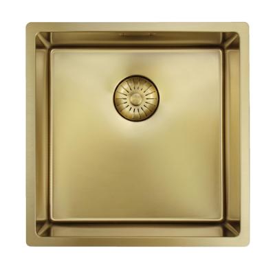 Pure.Sink Prestige mosogató 40x40 cm PVD Arany 10 mm rádiusz beépíthető, süllyesztett és felépített PPG4040-60.
