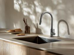 Pure.Sink Prestige mosogató 40x40 cm PVD Gun Metal 10 mm rádiusz aláépíthető, síkba építhető és ráépíthető PPG4040-61.