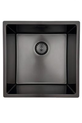 Pure.Sink Prestige mosogató 40x40 cm PVD Gun Metal 10 mm rádiusz aláépíthető, síkba építhető és ráépíthető PPG4040-61.