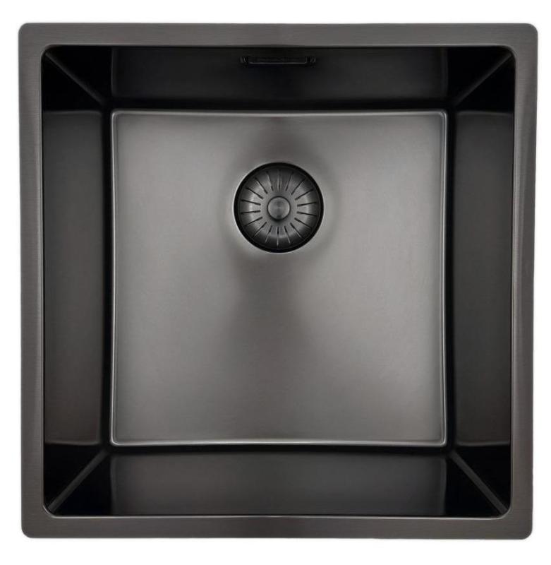 Pure.Sink Prestige mosogató 40x40 cm PVD Gun Metal 10 mm rádiusz aláépíthető, síkba építhető és ráépíthető PPG4040-61.