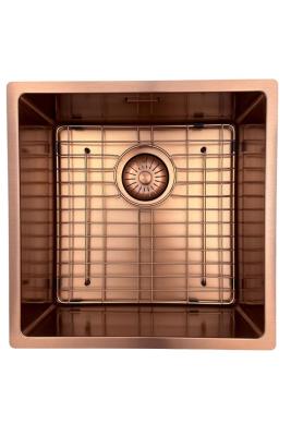 Pure.Sink Prestige mosogató 40x40 cm PVD Réz 10 mm rádiusz aláépíthető, síkba építhető és ráépíthető PPG4040-62