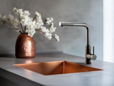 Pure.Sink Prestige mosogató 40x40 cm PVD Réz 10 mm rádiusz aláépíthető, síkba építhető és ráépíthető PPG4040-62