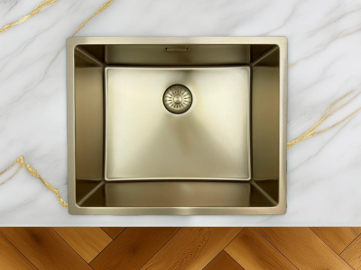 Pure.Sink Prestige mosogató 50x40 cm PVD Arany, 10 mm-es rádiusszal, alsó beépítéshez, süllyesztett és felületi beépítéshez PPG5040-60