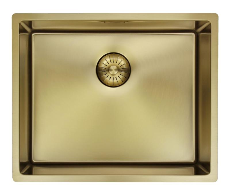 Pure.Sink Prestige mosogató 50x40 cm PVD Arany, 10 mm-es rádiusszal, alsó beépítéshez, süllyesztett és felületi beépítéshez PPG5040-60