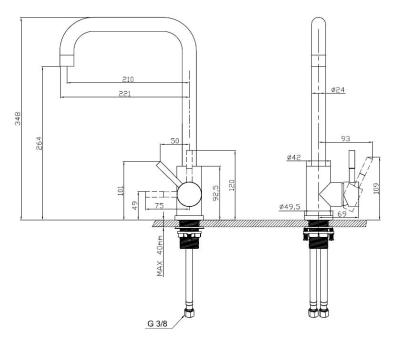 Pure.Sink Elite Acél Pure konyhai csaptelep Matt fekete PS8010-10