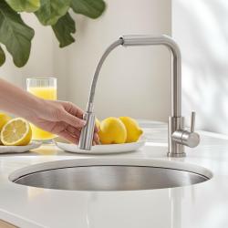 Pure.Sink Elite Steel Spark-S konyhai csaptelep rozsdamentes acél kihúzható kifolyóval PS8041-02
