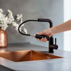 Pure.Sink Elite Steel Spark-S kuhinjska slavina Mat crna s izvlačnim izljevom PS8041-10