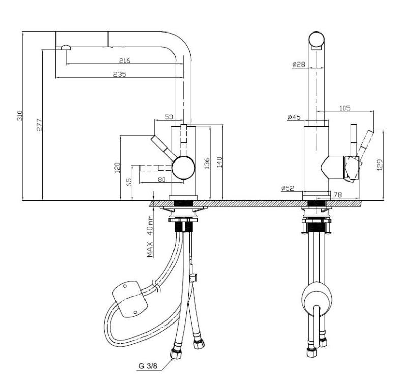 Pure.Sink Elite Steel Spark-S kuhinjska slavina Mat crna s izvlačnim izljevom PS8041-10
