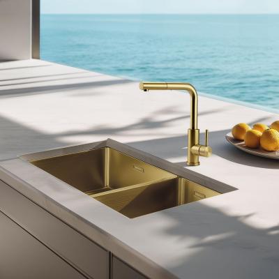 Pure.Sink Elite Steel Spark-S konyhai csaptelep PVD csiszolt arany kihúzható kifolyóval PS8041-60