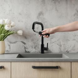 Pure.Sink Elite Steel Crystal-S kuhinjska slavina Mat crna s izvlačnim izljevom PS8050-10