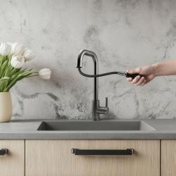 Pure.Sink Elite Steel Crystal-S konyhai csaptelep PVD Gun metal kihúzható kifolyóval PS8050-61