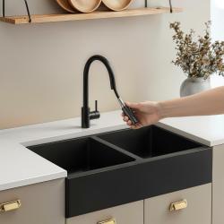 Pure.Sink Elite Steel Stream-S konyhai csaptelep Matt fekete kihúzható kifolyóval PS8045-10