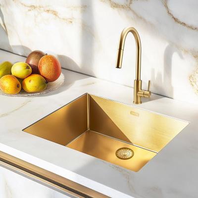 Pure.Sink Elite Steel Stream-S konyhai csaptelep PVD kefélt arany kihúzható kifolyóval PS8045-60