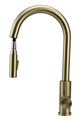 Pure.Sink Elite Steel Stream-S konyhai csaptelep PVD kefélt arany kihúzható kifolyóval PS8045-60