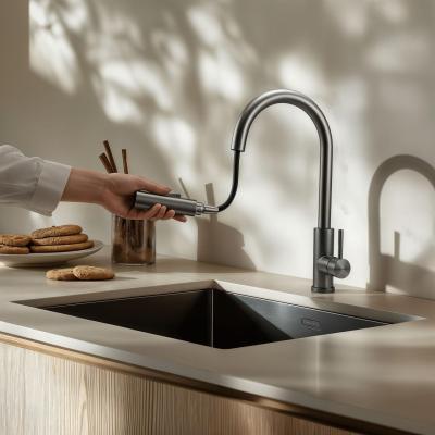 Pure.Sink Elite Steel Stream-S konyhai csaptelep PVD Gun metal kihúzható kifolyóval PS8045-61