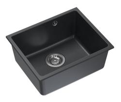 Quadri Elston Antraciet Gránit Alsószerelésű Mosogató 420x335mm Rozsdamentes Acél Dugóval 1208967660