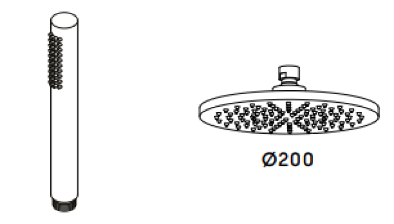 Waterevolution Flow termosztatikus zuhanykombináció esőzuhannyal, rozsdamentes acél 200mm T141TNIE