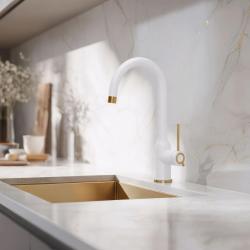 Quadri Stamford Konyhai Csaptelep Fehér Réz Felülettel Forgatható Kerek Kifolyóval 1208967711