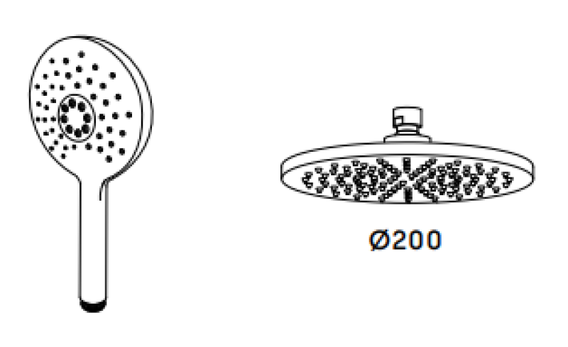 Waterevolution Flow termosztatikus zuhanyszett esőzuhannyal, 200 mm-es kerek rozsdamentes acél T141TNRIE