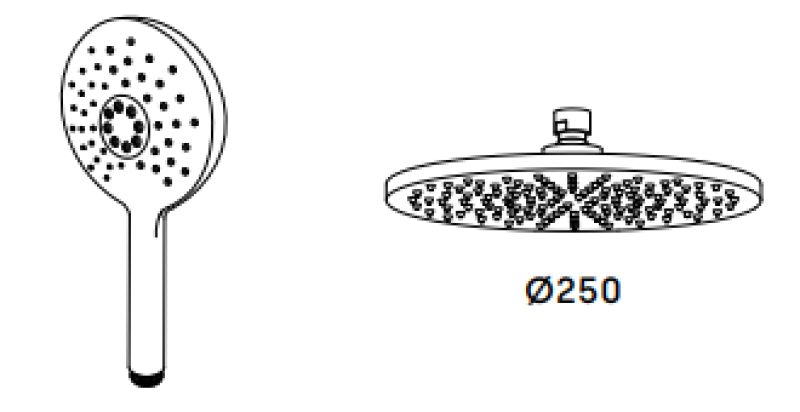 Waterevolution Flow termosztatikus zuhanykészlet esőzuhannyal, matt fekete 250 mm kerek T141TNR25PR