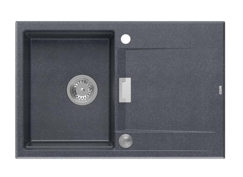 Quadri Minton Gránit Felépítmény Antracit Mosogató 76x50cm Csepegtetővel Fordítható és Rozsdamentes Acél Dugóval - 1208967744