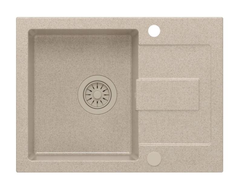 Quadri Sutton Bézs Homok Gránit Beépített Mosogató 60x45cm Csepegtetővel, Megfordítható Bézs Dugóval - 1208967751