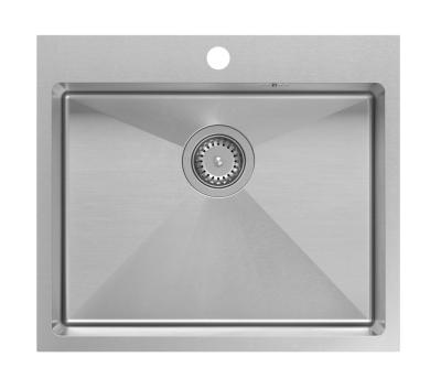 Aquadesign Clara Rozsdamentes Acél Mosogató 55x48cm Ráépíthető vagy Síkba Építhető Csaptelephellyel és Rozsdamentes Acél Dugóval - 1208967756