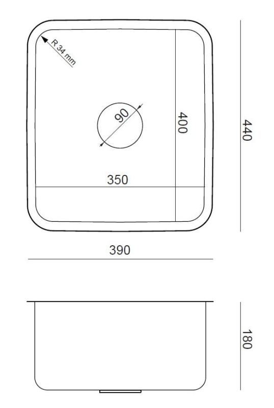 Aquadesign Oxford Rozsdamentes Acél Mosogató 35x40cm Beépíthető Rozsdamentes Acél Dugóval - 1208967761
