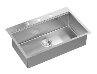 Aquadesign Vesta Rozsdamentes Acél Mosogató 76x49cm Felületi és Síkbeli Beépítés Kihajtott Csaptelephellyel, Rozsdamentes Acél Dugóval és Kiegészítőkkel - 1208967762