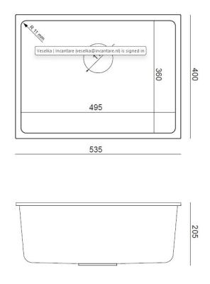Quadri Elston Szürke Gránit Alsó Beépítésű Mosogató 495x360mm Rozsdamentes Acél Dugóval 1208967773